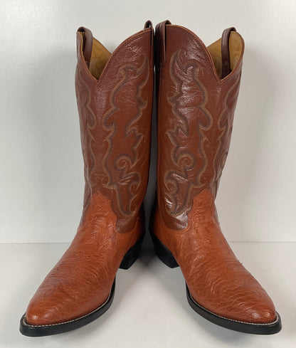 Vintage Nocona Exotic Smooth Ostrich Cowboy Boots Men’s 10.5 C Peanut Brittle