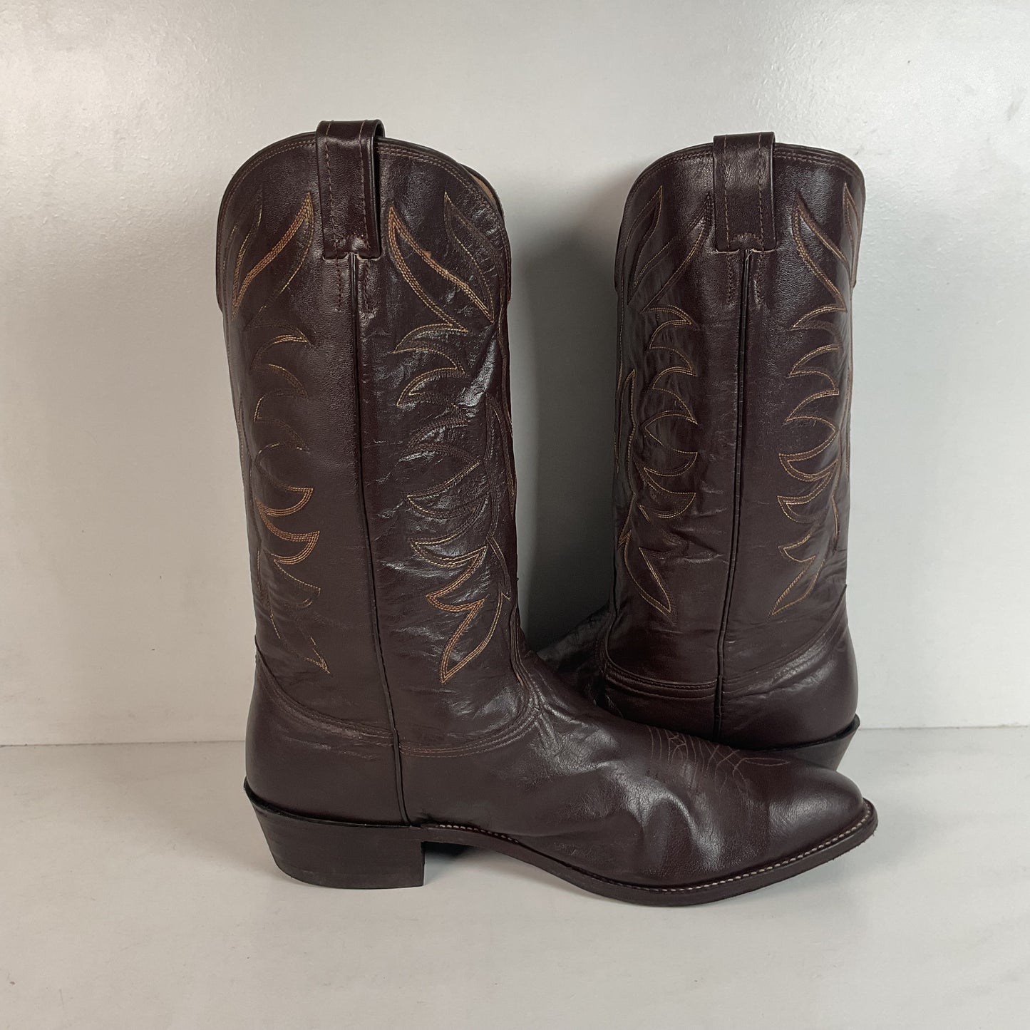 Vintage Nocona Brown Boar Skin Cowboy Boots 13 D Wild Pig