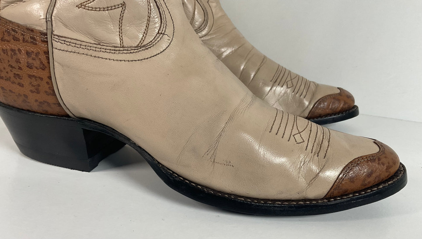 Vintage Justin Exotic Wingtip Cowboy Boots 9 D Old Fort Worth Label Recraft