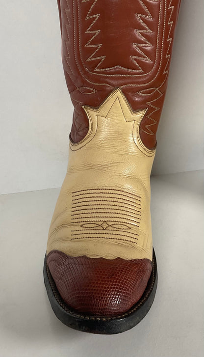 Vintage Tony Lama Urban Cowboy Boots | Lizard Wingtip | Gold Label | Men’s 9 B