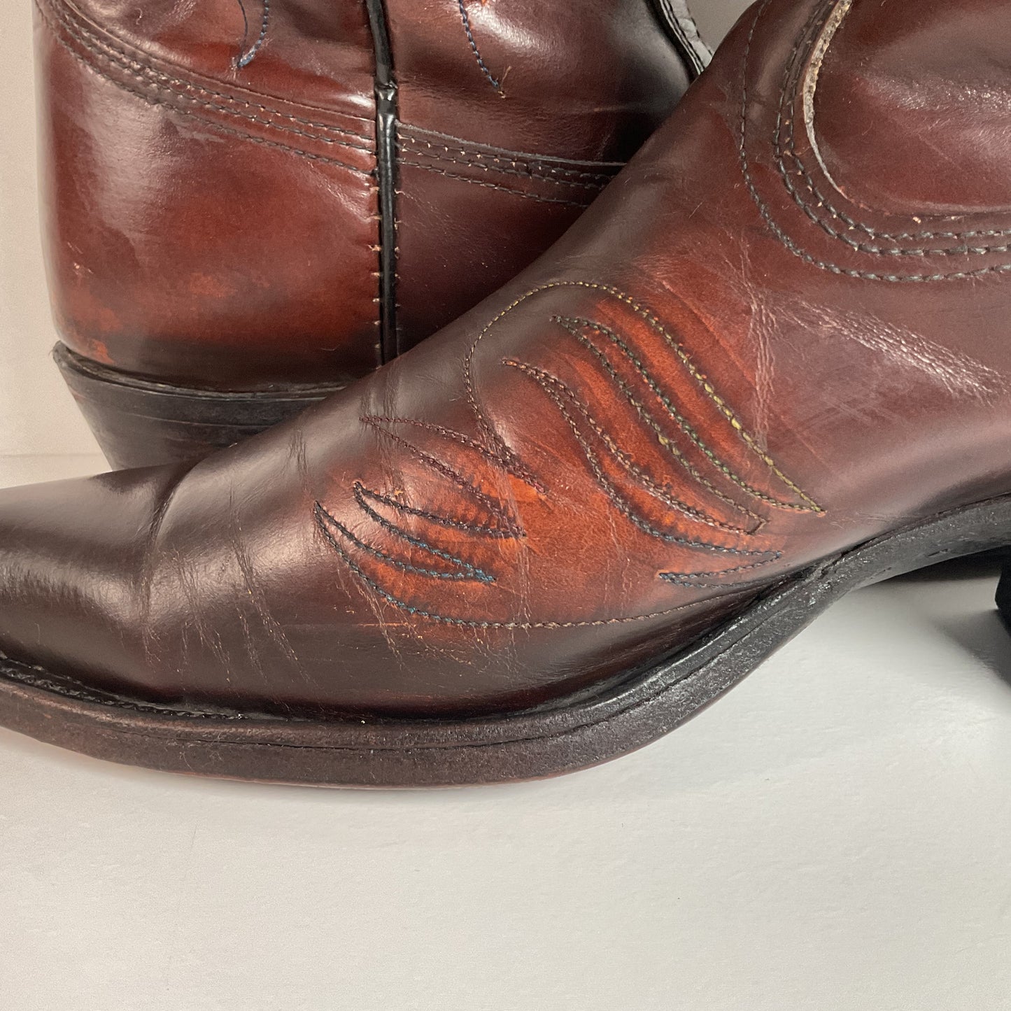 Vintage Texas Thunderbird Cowboy Boots | Rainbow Peacock | USA Made | 70s | 10 D