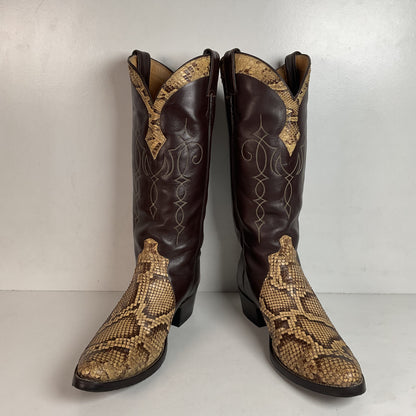 Vintage Justin Front Cut Python Cowboy Boots | USA Made | Triad Snakeskin | Men’s 9.5 D