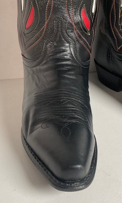 Acme Pee Wee Cowgirl Boots 10 M Tooled Tulip Inlay