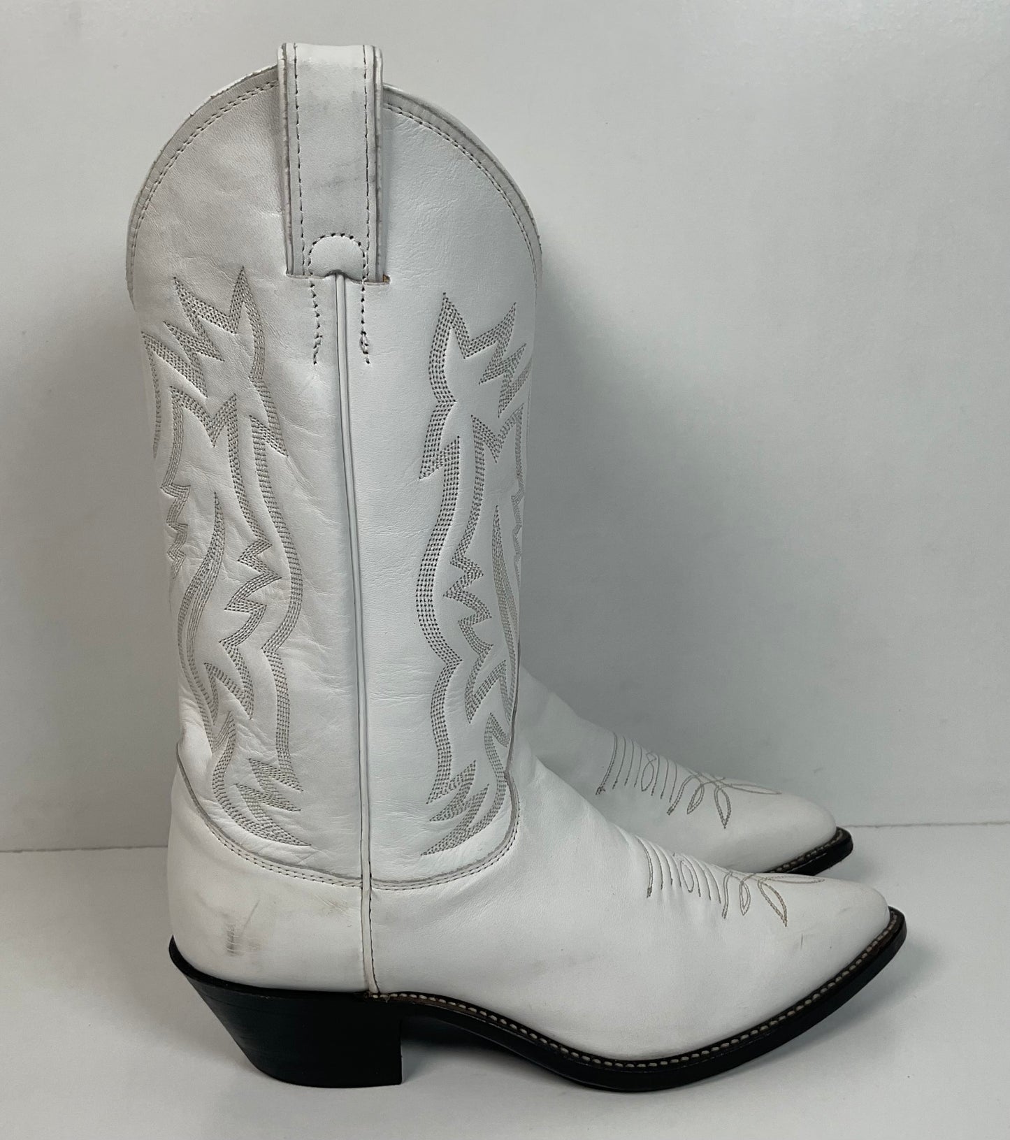 Justin Wedding White Cowgirl Boots 8 B USA Made