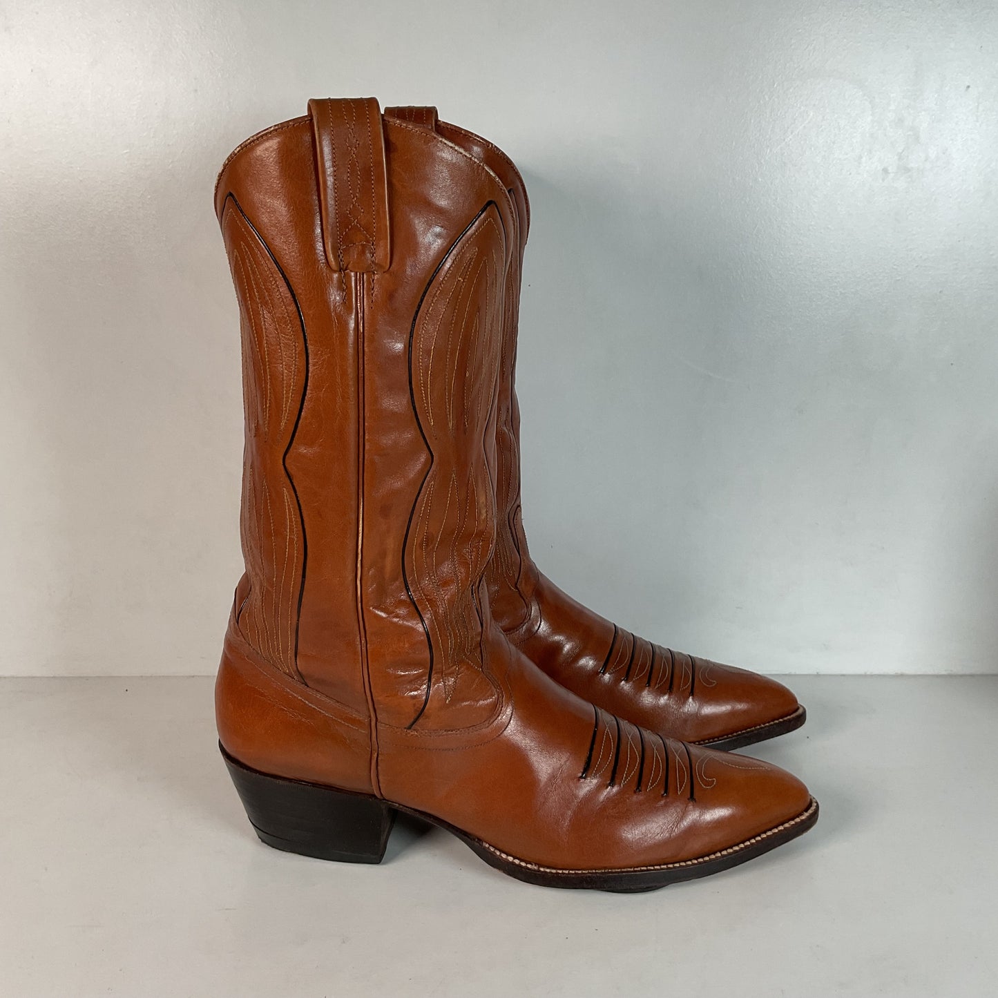 Vintage Dan Post Line Dancing Cowboy Boots 12 B Made in Spain