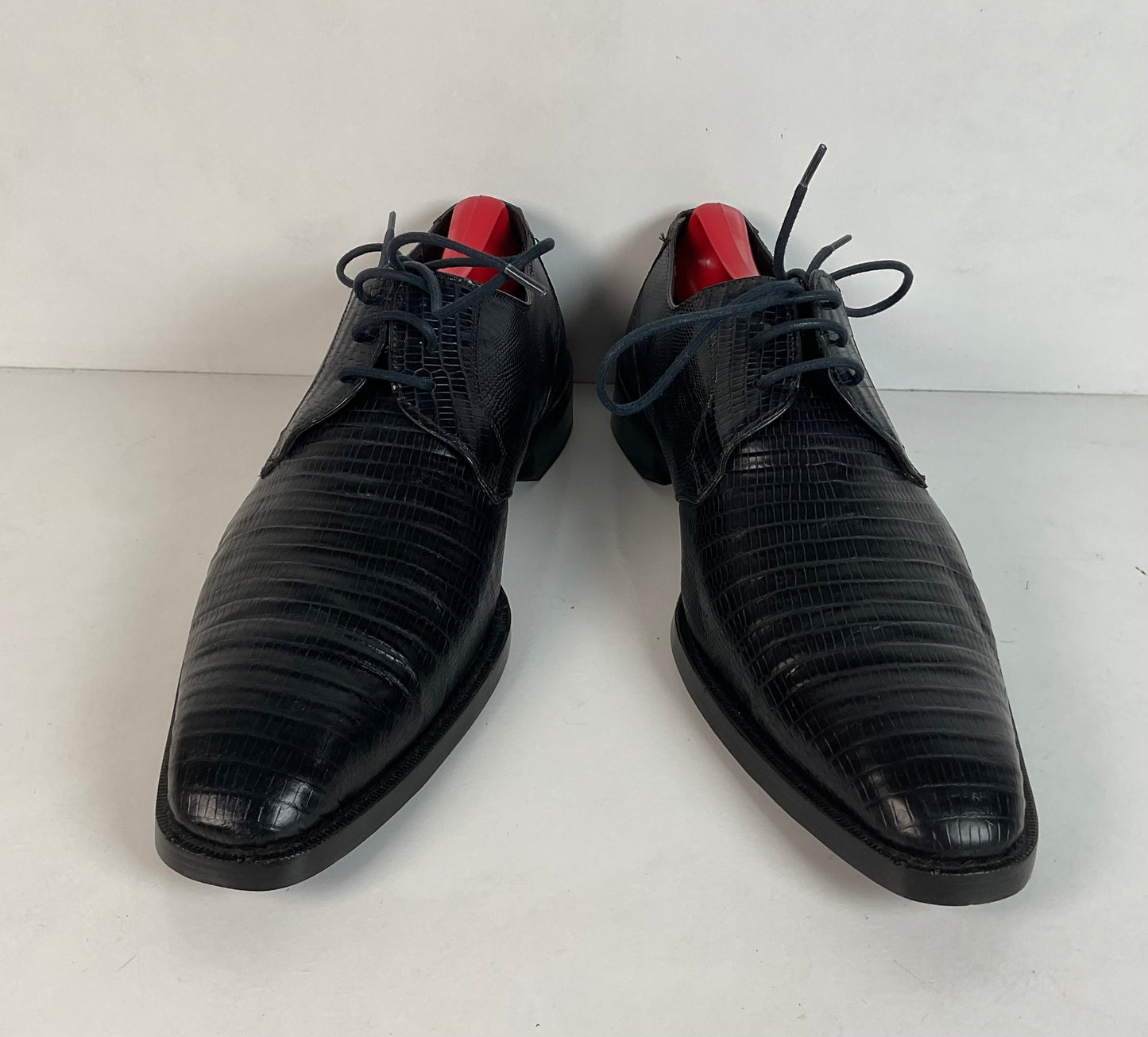 Mezlan Dark Blue Teju Lizard Derby Shoes 9 M Loafer Recraft
