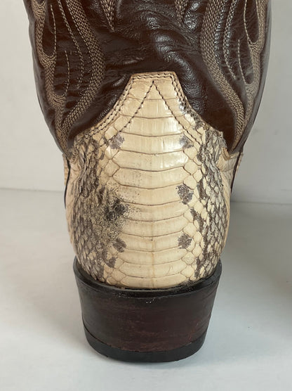 Vintage Tony Lama Water Snake Cowboy Boots 9 D Gold Label Snakeskin