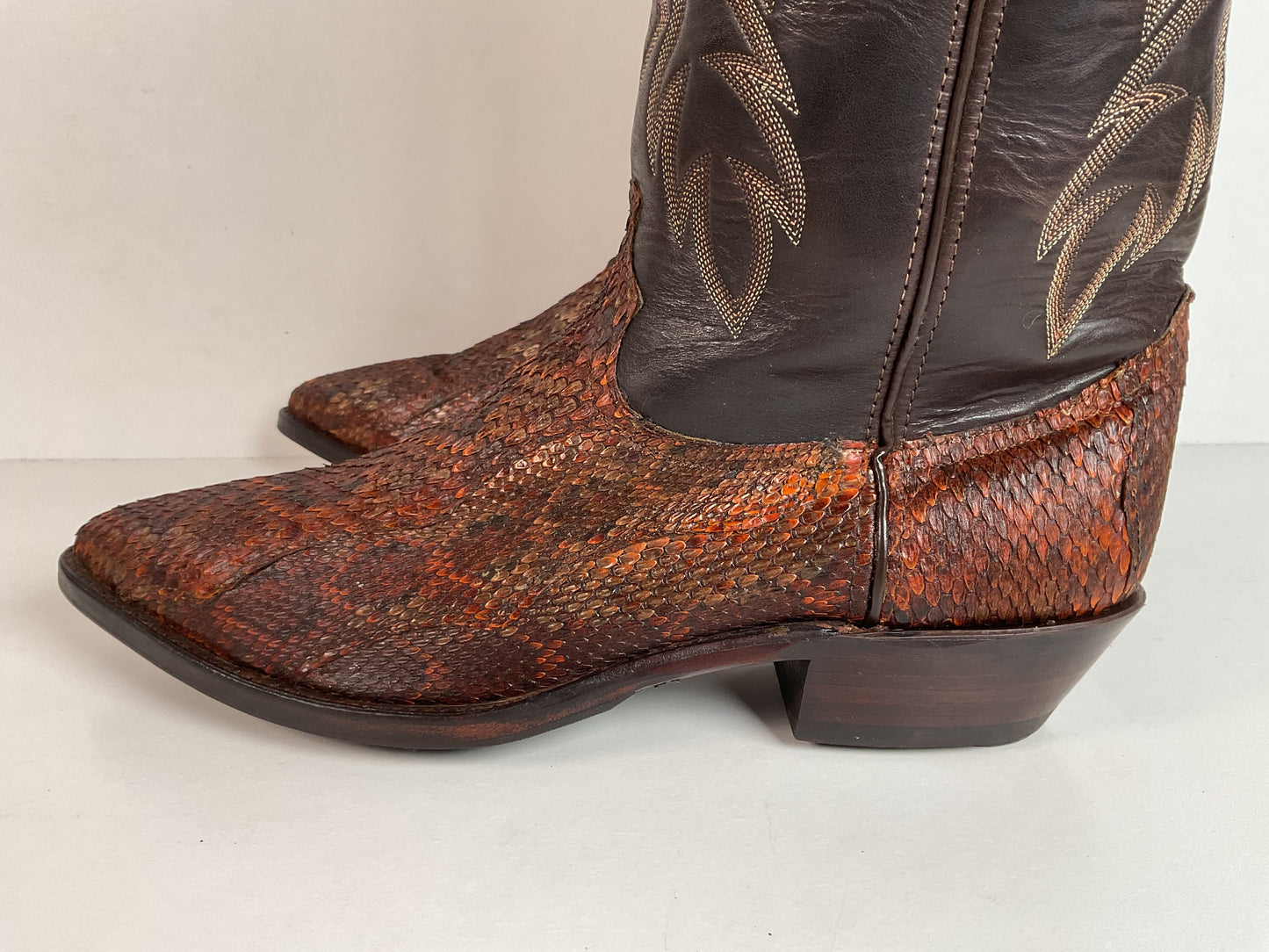 Dan Post For Code West Diamondback Rattlesnake Cowboy Boots 12 M USA Made