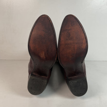 Vintage Nocona Burgundy Boar Cowboy Boots 10.5 D USA Made Wild Pig Skin