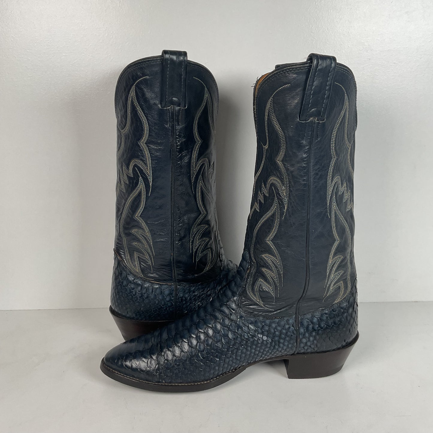 Vintage Nocona Python Snakeskin Cowboy Boots | USA Made | Royal Blue | 9 EE
