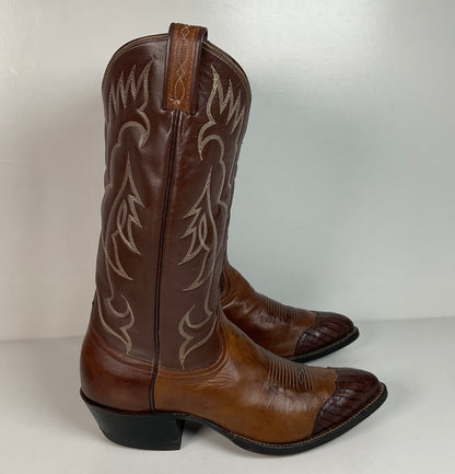 Vintage Tony Lama Lizard Wingtip Cowboy Boots | Gold Label | Men’s 9.5 D