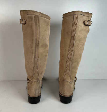 Vintage Georgia Tall Suede Harness Boots 9 M USA Made Soft Toe