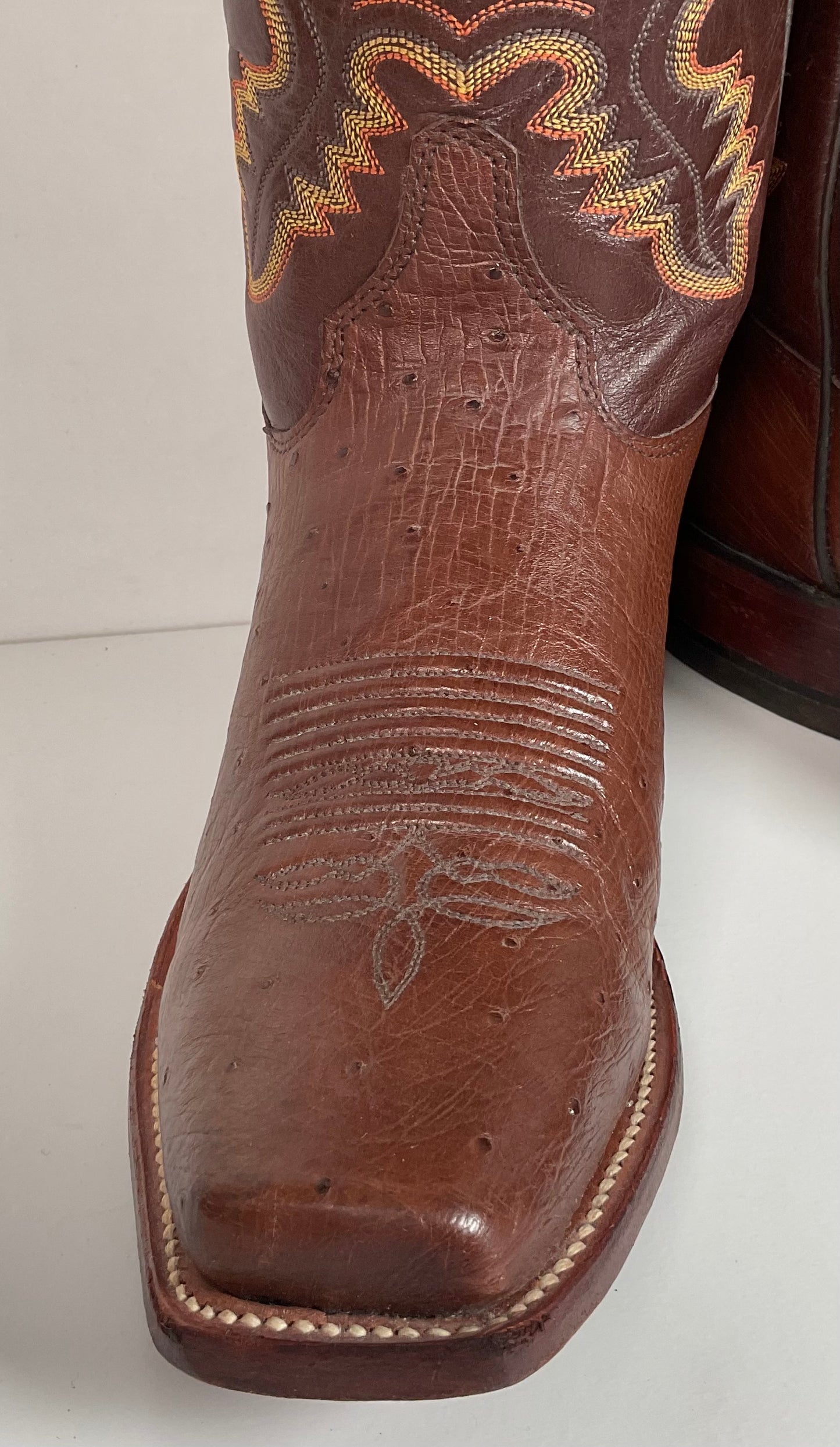 Justin Exotic Pin Quill Ostrich Cowboy Boots 9 D Cutter Toe USA Made