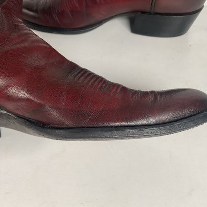 Custom Black Cherry Cowboy Boots | Goat Skin | Extra Narrow | 10.5 AA