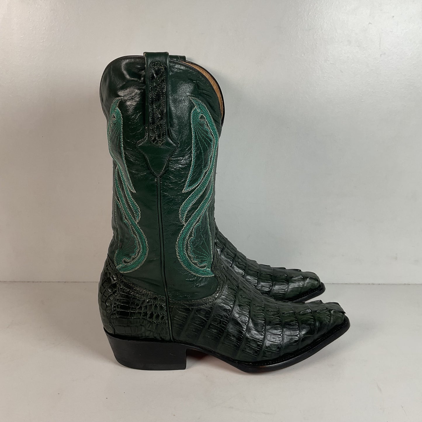 Cuadra Emerald Green Caiman Cowboy Boots 9.5 Exotic Tail Cut