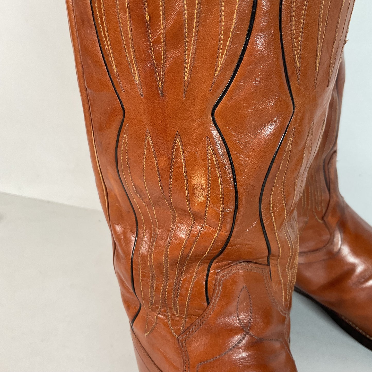 Vintage Dan Post Line Dancing Cowboy Boots 12 B Made in Spain