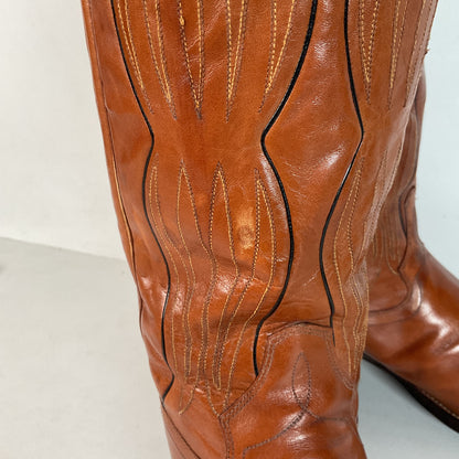 Vintage Dan Post Line Dancing Cowboy Boots 12 B Made in Spain