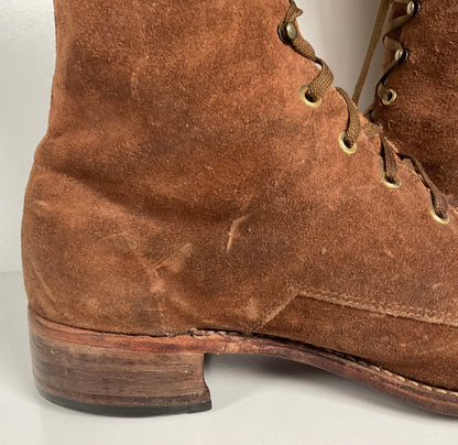 Vintage Tall Suede Lace Up Boots | USA Made | 1960s | Men’s 12 D