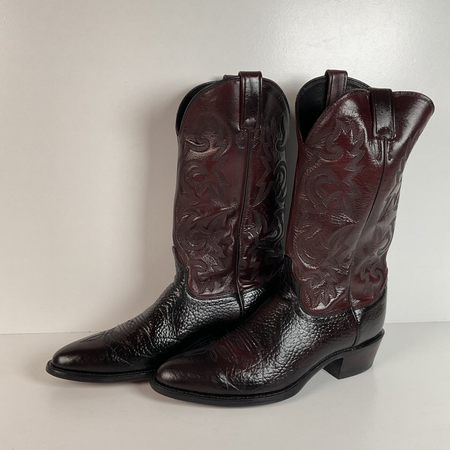 Vintage J. Chisholm Bullhide Cowboy Boots | USA Made | Black Cherry | Men’s 11 D
