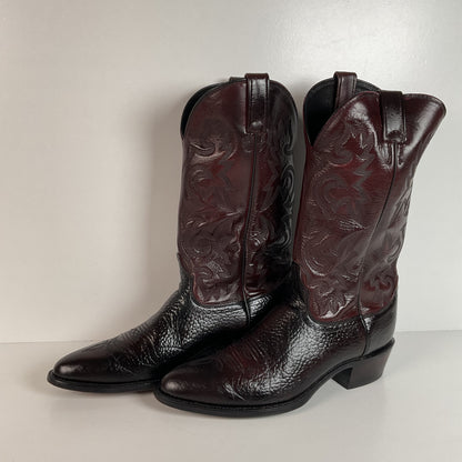 Vintage J. Chisholm Bullhide Cowboy Boots | USA Made | Black Cherry | Men’s 11 D