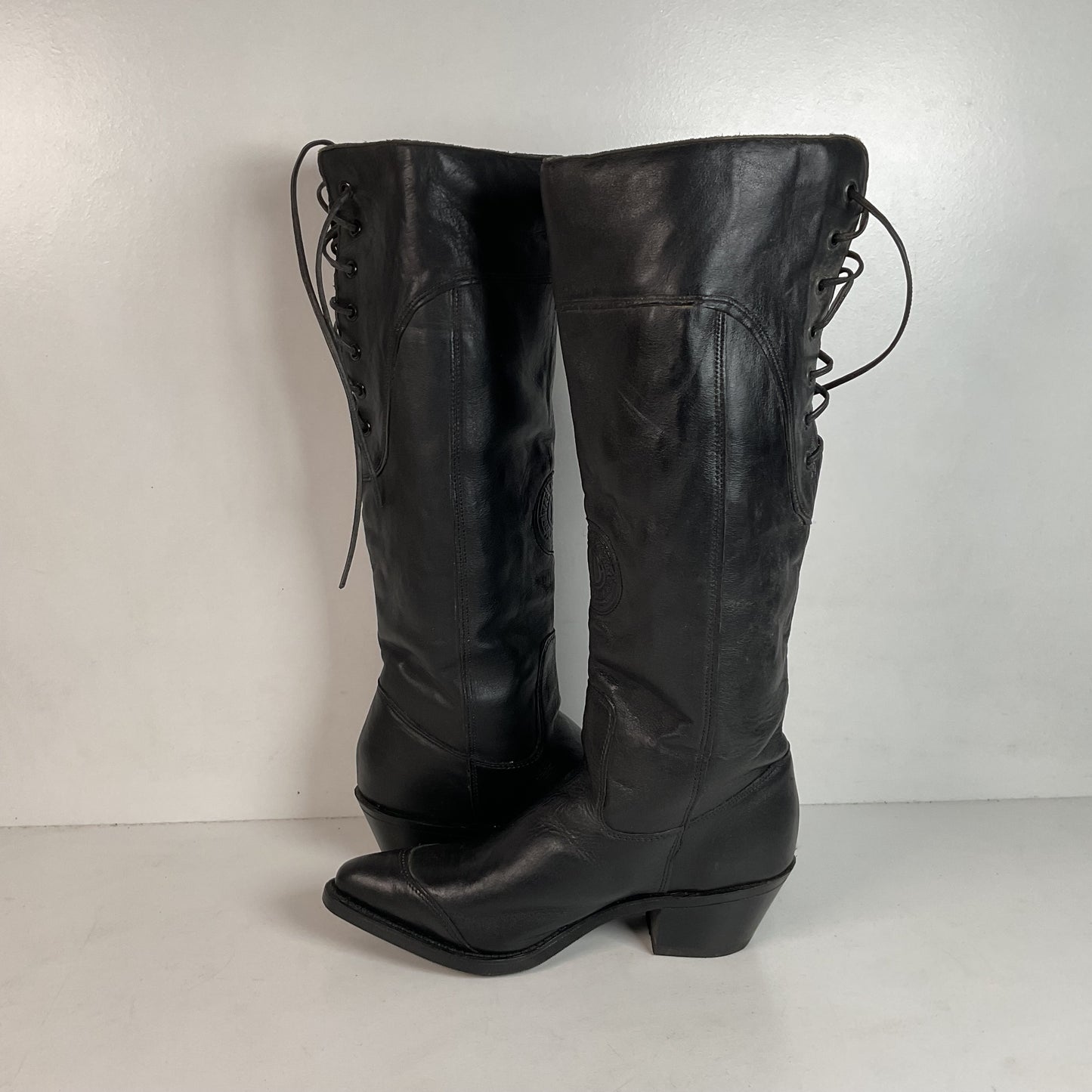 Vintage Harley Davidson Tall Motorcycle Boots 7 M Lace Up USA Made