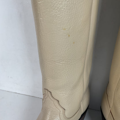 Vintage Justin Tall Cowgirl Boots | USA Made | Bone White | Women’s 8 B