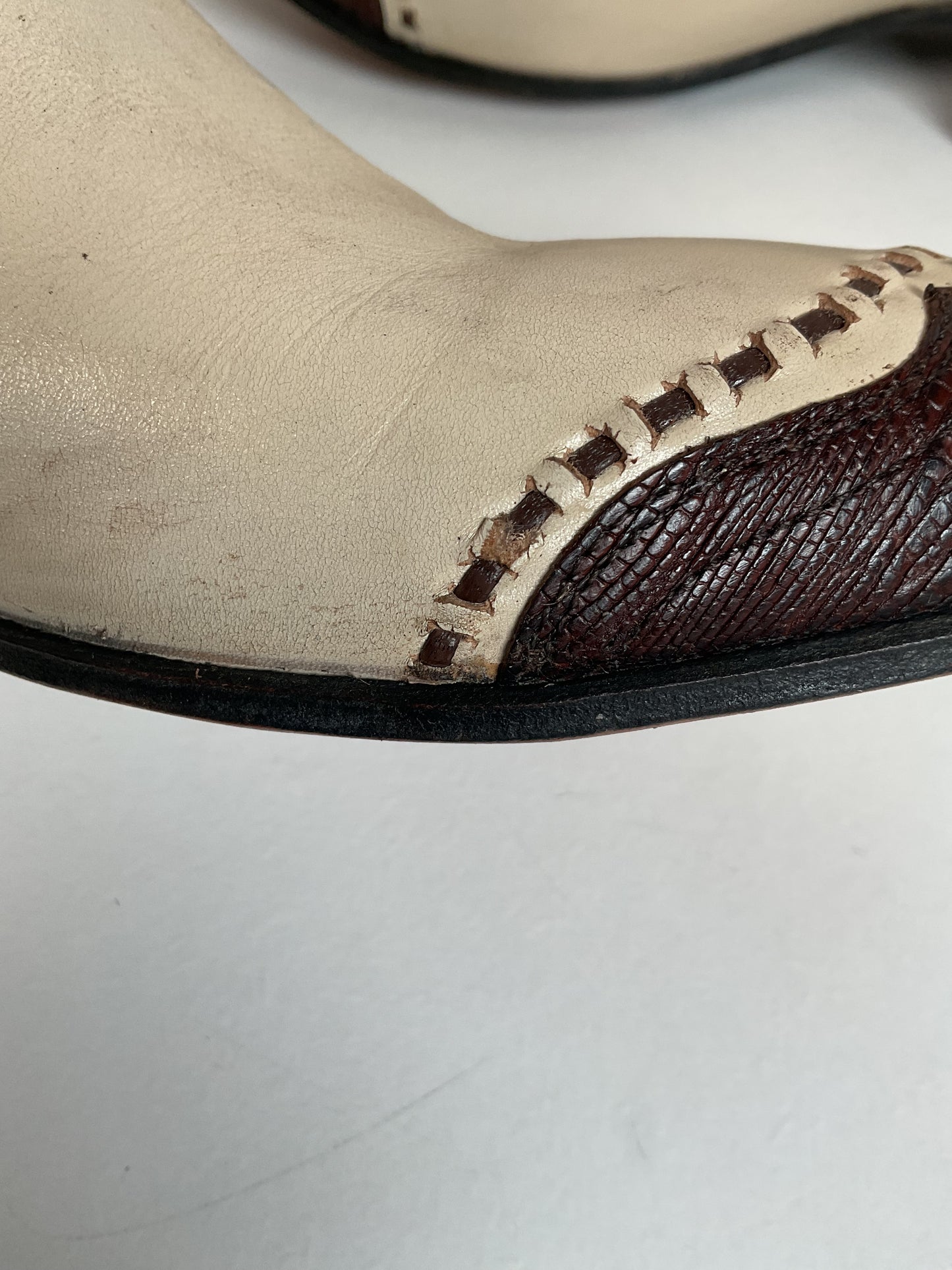 Vintage 1960s Cowtown Lizard Wingtip Cowboy Boots Men’s 8.5 A | Women’s 10
