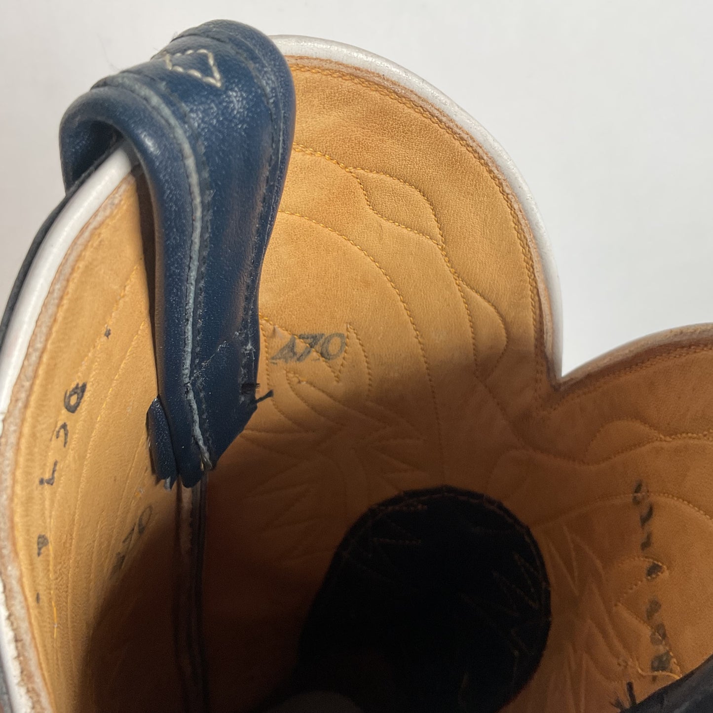 Vintage Tony Lama Blue Tooled Cowboy Boots Men’s 7 D | Women’s 8 Gold Label