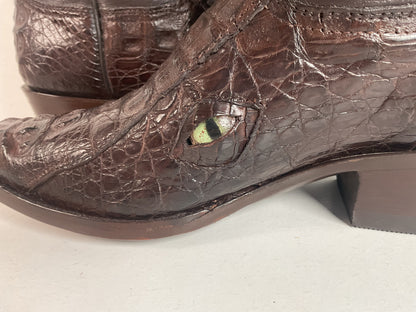 Custom Caiman Crocodile Cowboy Boots Men’s 8.5 Exotic Head Cut