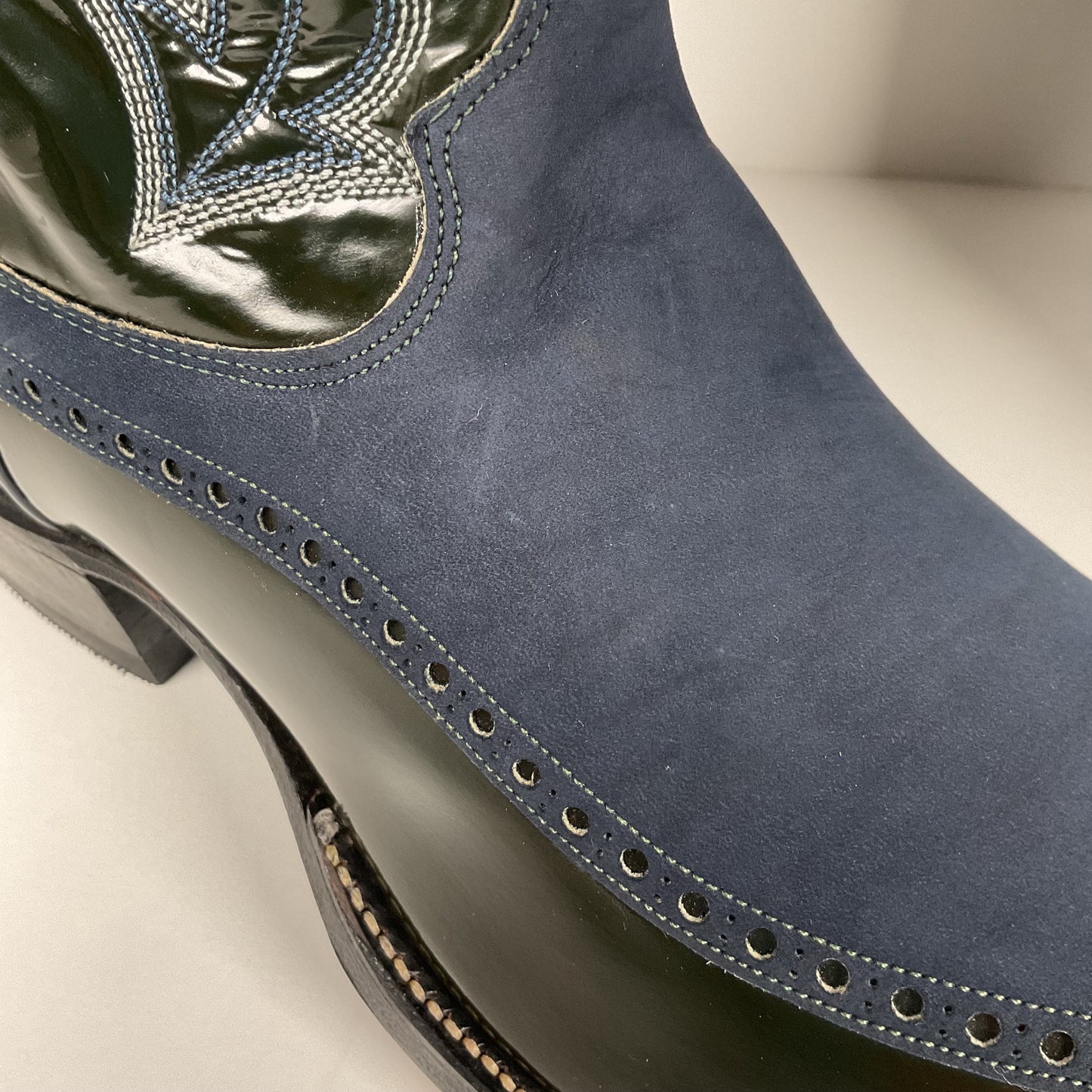 Vintage Justin Algonquin Toe Cowboy Boots | Royal Blue | Patent Leather | 12 EE