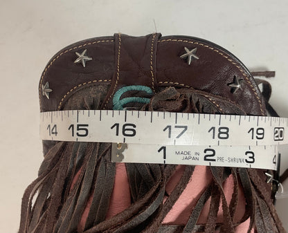 Dan Post 16” Fringe Cowgirl Boots 7.5 M Square Toe Star Inlay
