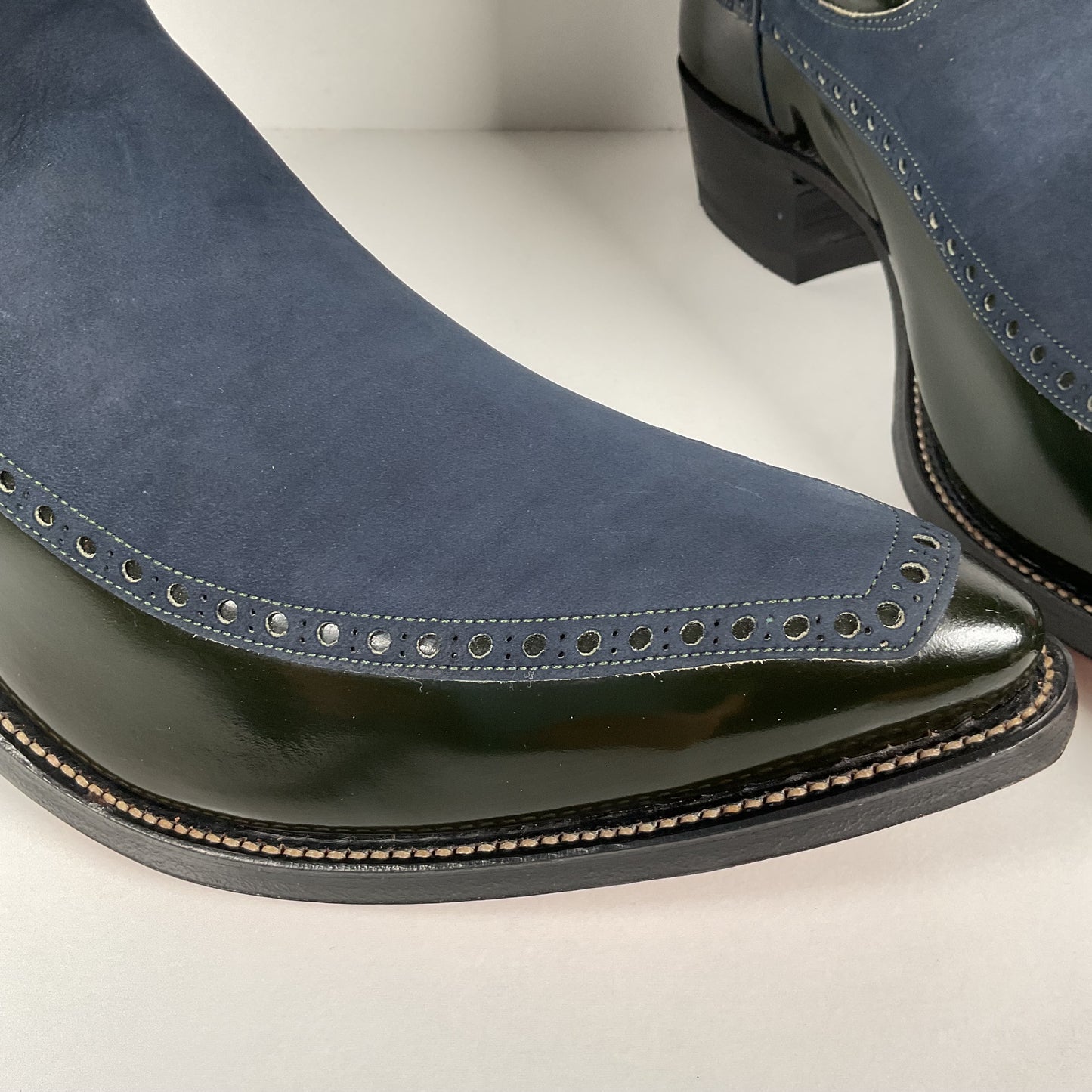 Vintage Justin Algonquin Toe Cowboy Boots | Royal Blue | Patent Leather | 12 EE