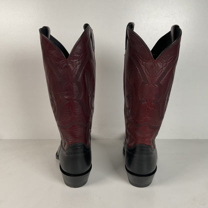 Vintage Justin Buffalo Calf Cowboy Boots | USA Made | Black Cherry | Men’s 10 D