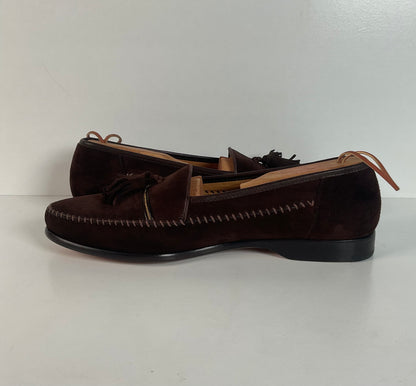 Magnanni Suede Tassel Loafers | Chocolate Brown | 10.5 M