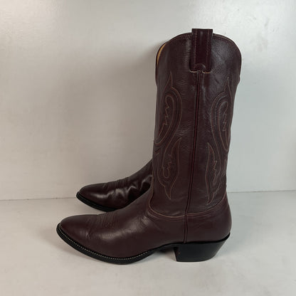 Vintage Nocona Burgundy Boar Cowboy Boots 10.5 D USA Made Wild Pig Skin