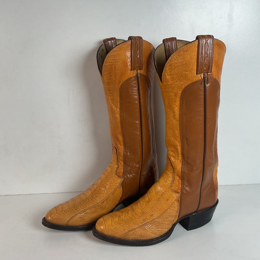 Vintage Tony Lama Ostrich Leg Cowboy Boots | Gold Label | Men’s 7 D | Women’s 8
