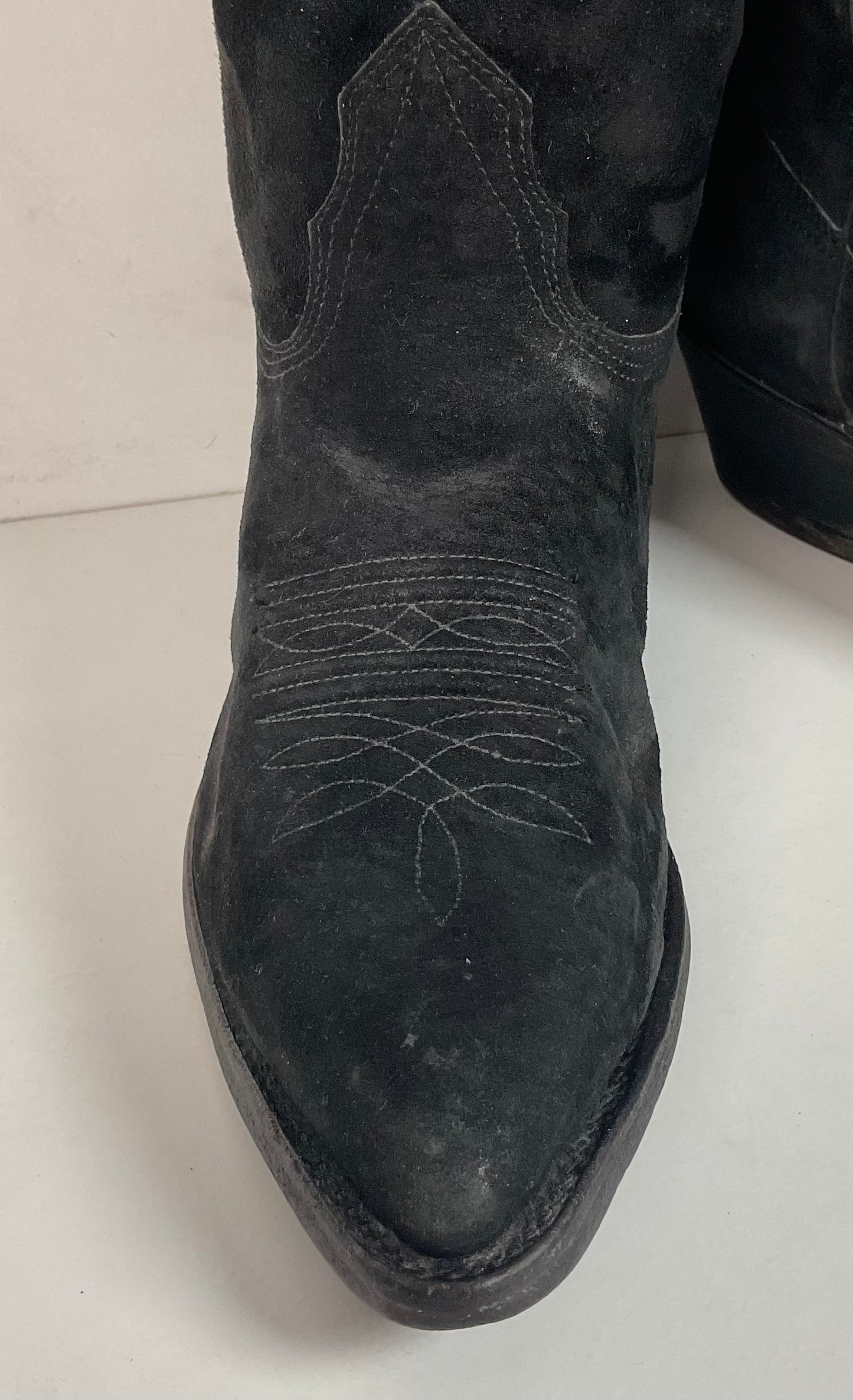Vintage Nocona Black Suede Cowboy Boots 9 D USA Made Red Label