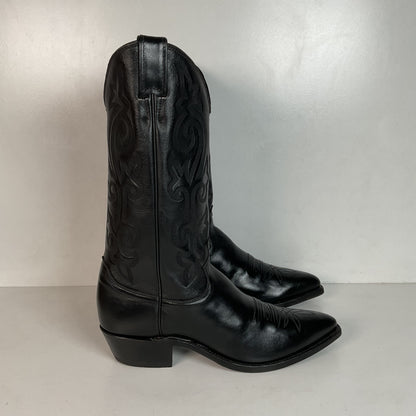Justin Corona Top Leather Cowboy Boots 9.5 B USA Style 1434 Classic Black