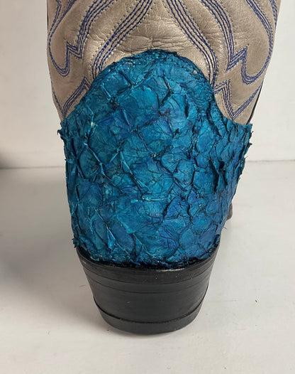 Custom Blue Sea Bass Cowboy Boots Men’s 7.5 | Women’s 8.5 Exotic