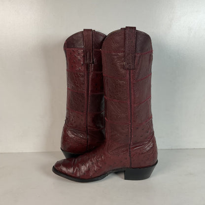 Vintage Nocona Exotic Ostrich Quill Cowgirl Boots 5 C Quilted Patchwork USA