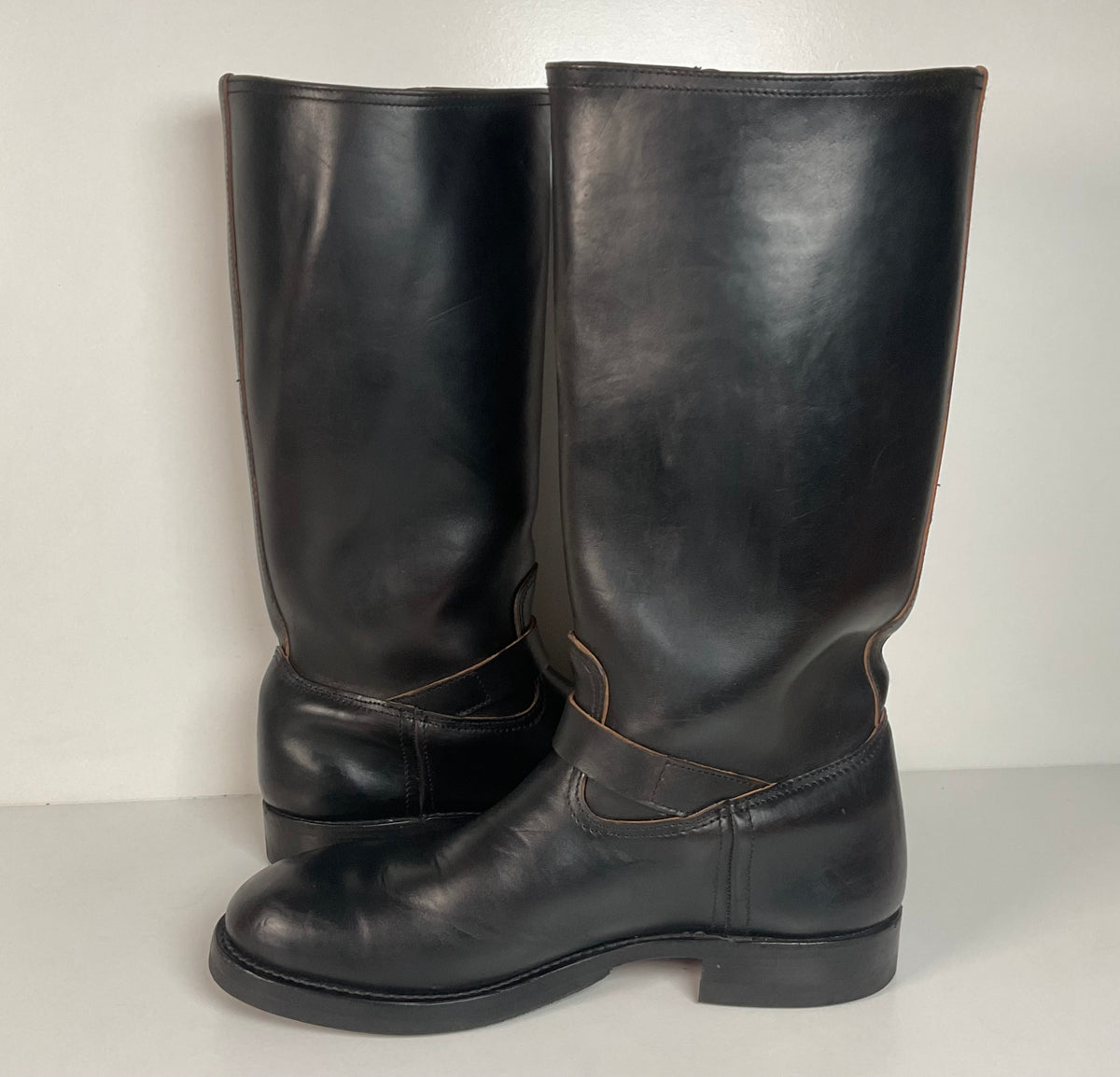 Black Sign Aviator Boots | Horse Hide Engineer | Men’s 10