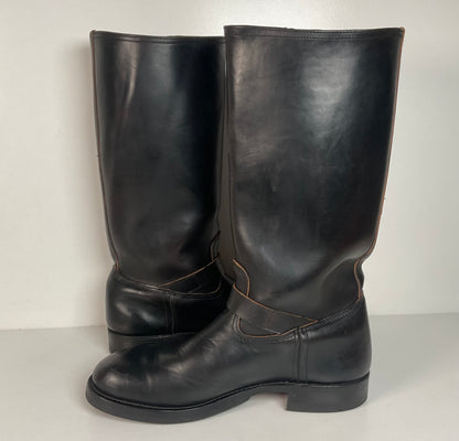 Black Sign Aviator Boots | Horse Hide Engineer | Men’s 10