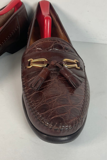 Recrafted Mezlan Crocodile Tassel Loafers 10 M Moc Toe