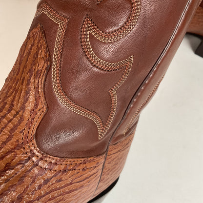 Vintage Nocona Shark Skin Cowboy Boots 9 E USA Made Exotic