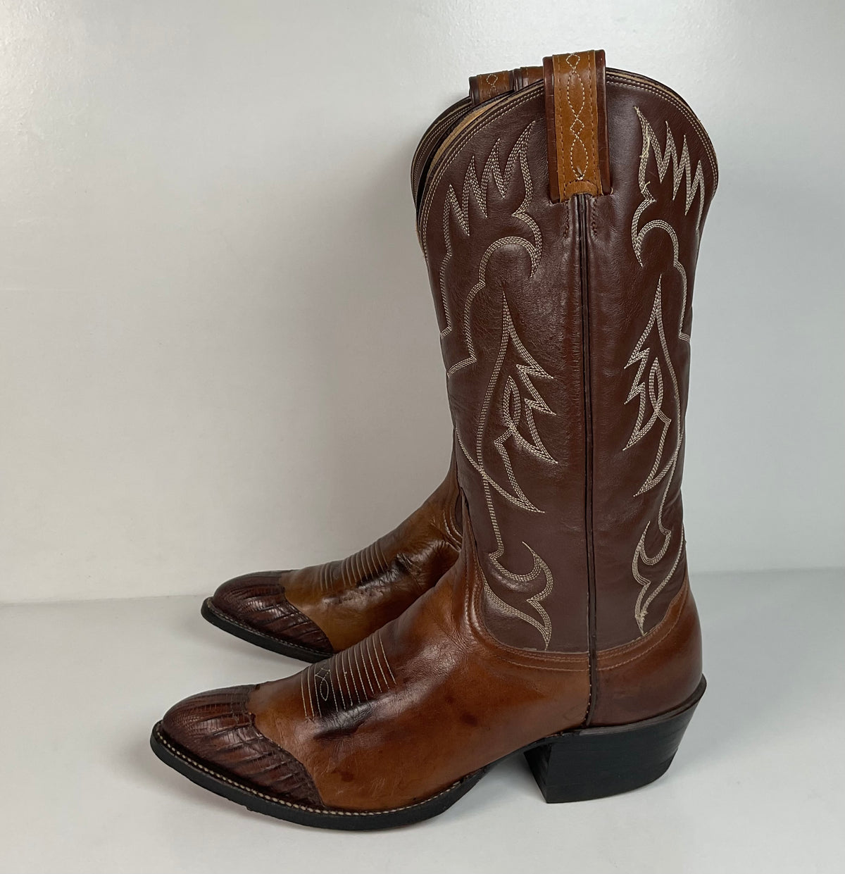 Vintage Tony Lama Lizard Wingtip Cowboy Boots | Gold Label | Men’s 9.5 D