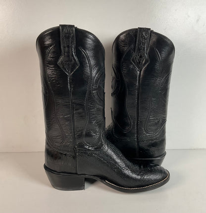 Custom Made Ostrich Leg Cowboy Boots | Lone Star Inlay | Exotic | Men’s 10.5