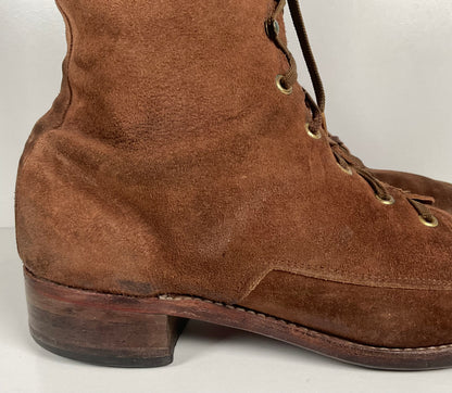 Vintage Tall Suede Lace Up Boots | USA Made | 1960s | Men’s 12 D