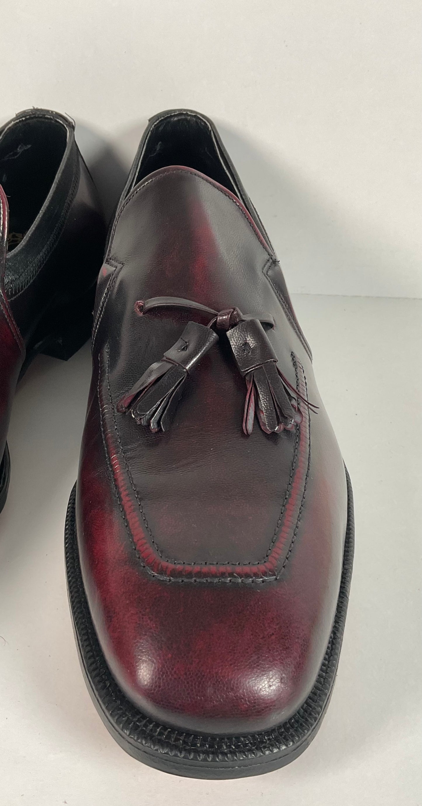 Vintage Johnston Murphy Aristocraft Oxblood Tassel Loafers 9.5 C USA Made