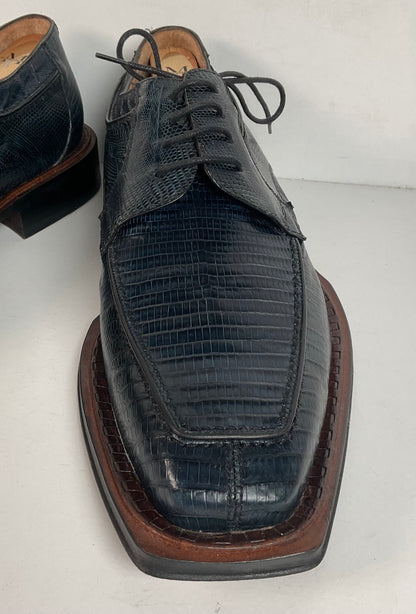 Mezlan Platinum Lizard Derby Loafers 9 M Dark Blue