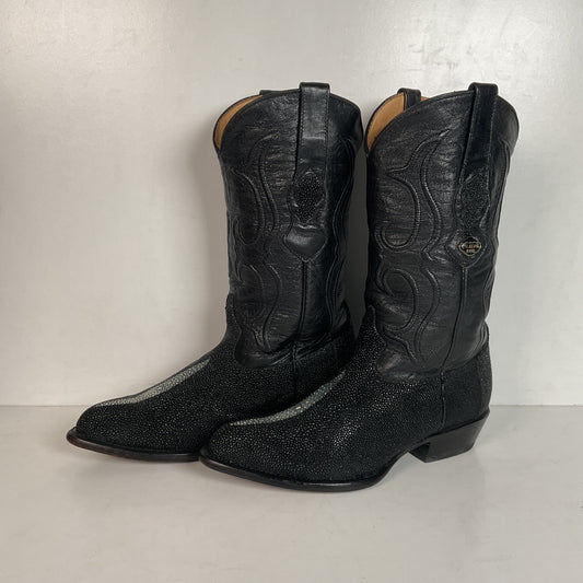 Los Altos Exotic Sea Stingray Cowgirl Boots 8 M Classic Black
